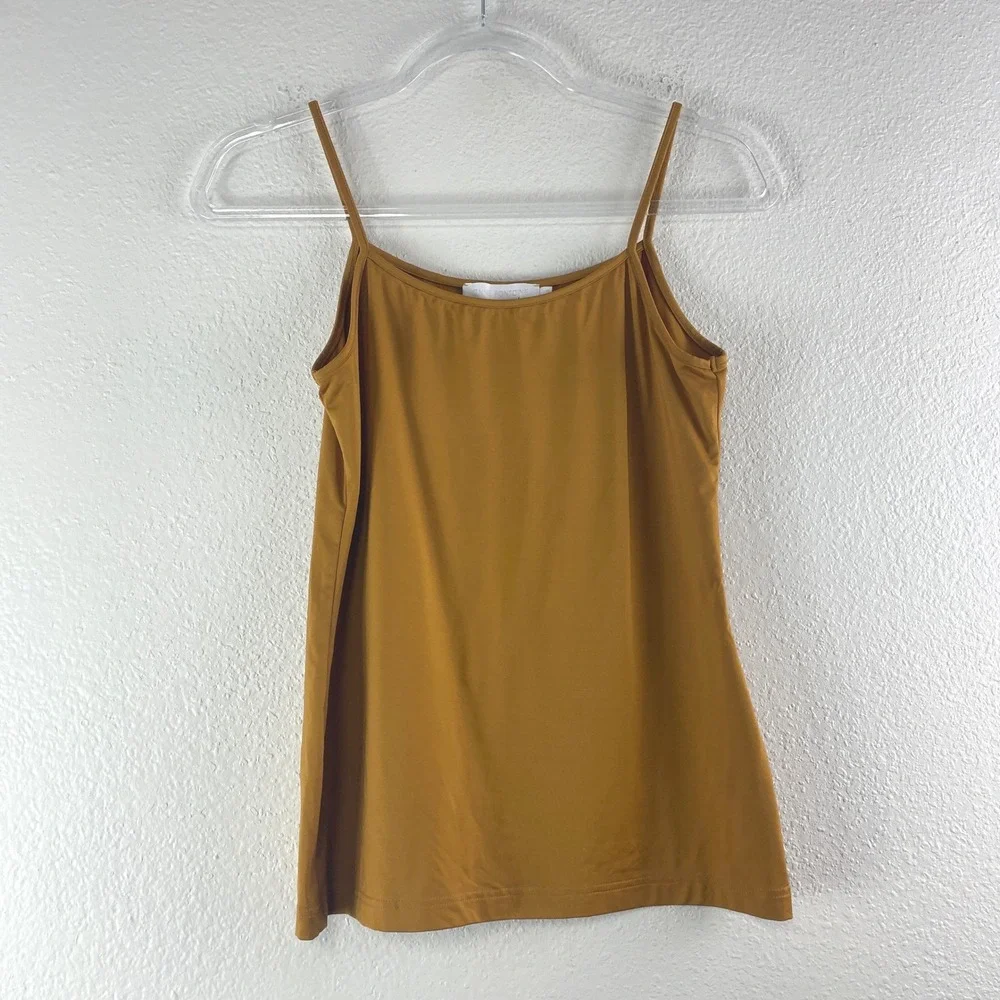 Anne Fontaine Cintia H19 Camisole Tank Top Sz 40 Ochre Yellow Minimalist Luxury
